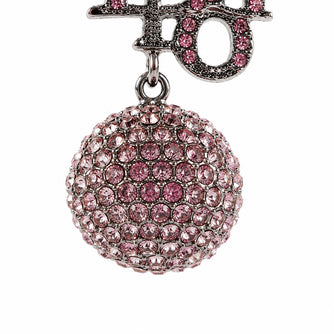 Vintage Christian Dior Pink Crystal Logo Drop Earrings
