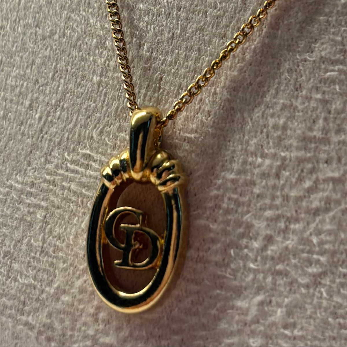 Vintage Christian Dior Gold-Tone CD Logo Necklace