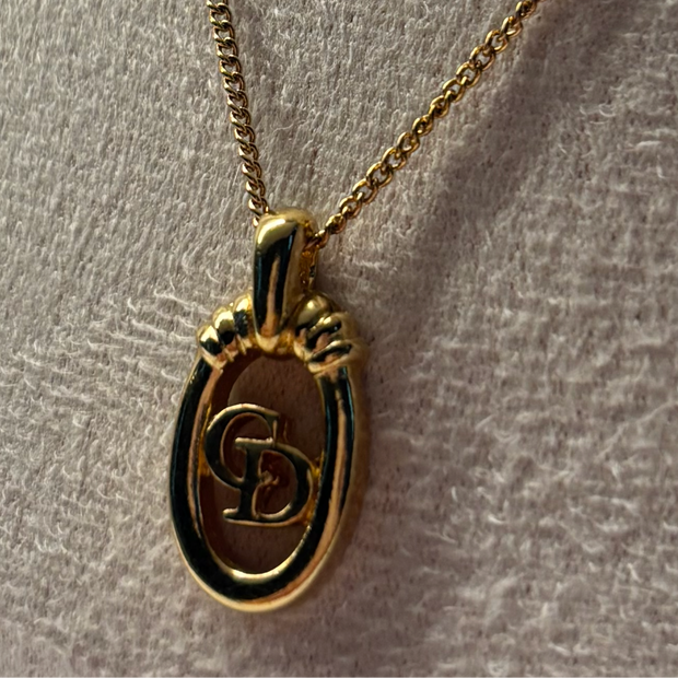 Vintage Christian Dior Gold-Tone CD Logo Necklace
