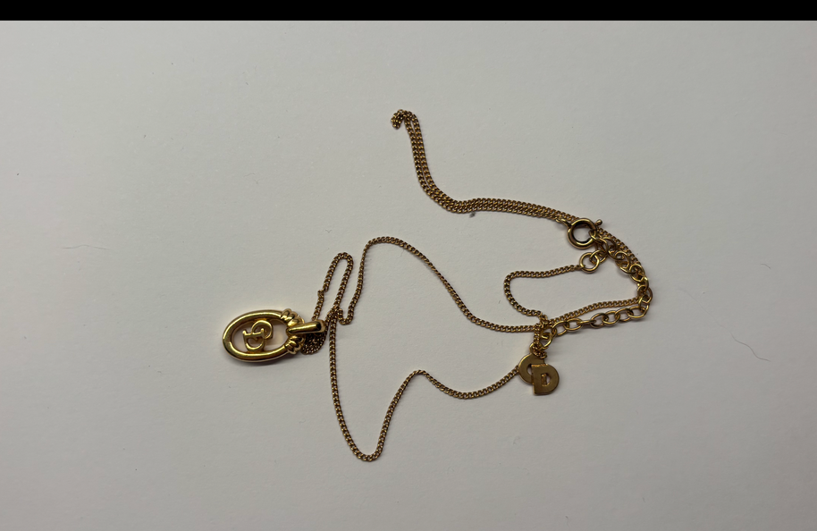 Vintage Christian Dior Gold-Tone CD Logo Necklace