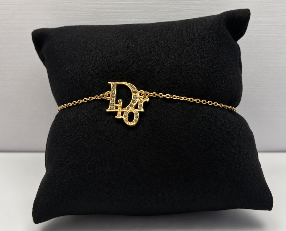 Vintage Christian Dior Gold-Tone Logo Bracelet