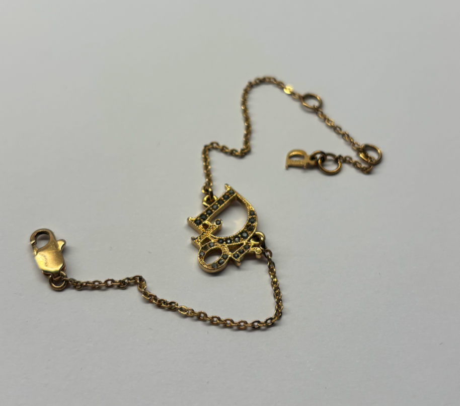 Vintage Christian Dior Gold-Tone Logo Bracelet